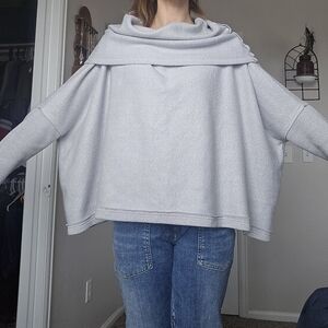 Free People Light Gray Cowl Neck Sweater